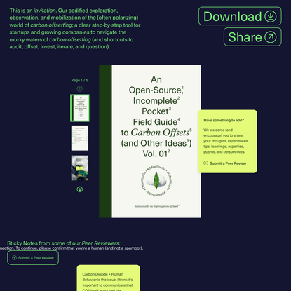 An Open-Source, Incomplete, Pocket Field Guide to Carbon Offsets (and Other Ideas) Vol. 01 • Seed