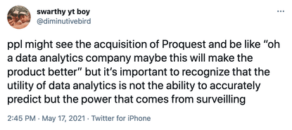 swarthy yt boy on Twitter: "ppl might see the acquisition of Proquest and be like "oh a data analytics company maybe this wi...