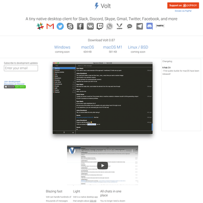 Volt | 300 KB desktop client for Slack, Skype, Twitter, Facebook, Gmail and more