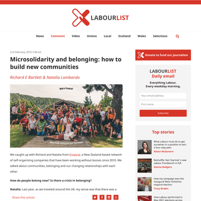 Microsolidarity and belonging: how to build new communities – LabourList