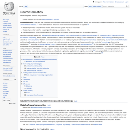 Neuroinformatics - Wikipedia