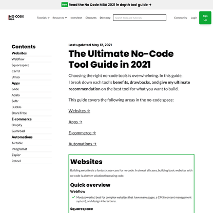 The Ultimate No-Code Tool Guide in 2021