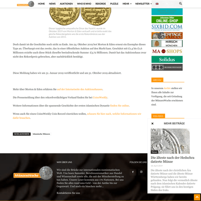 Die teuerste islamische Münze - MünzenWoche