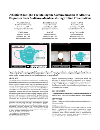 AffectiveSpotlight: Facilitating the Communication of Affective Responses from Audience Members during Online Presentations