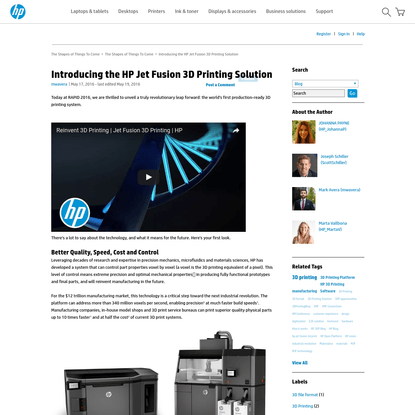 Introducing the HP Jet Fusion 3D Printing Solution