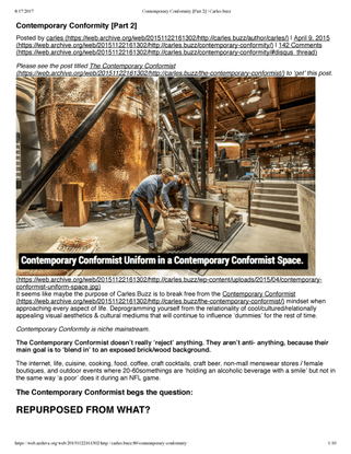 Contemporary Conformity [Part 2]
