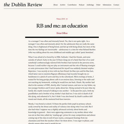 RB and me: an education - The Dublin Review