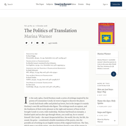 Marina Warner · The Politics of Translation: Translate this! · LRB 11 October 2018