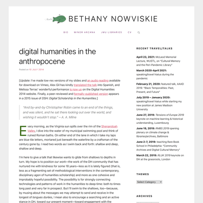 digital humanities in the anthropocene