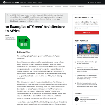 10 Examples of ‘Green’ Architecture in Africa | Smart Cities Dive