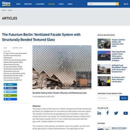 The Futurium Berlin: Ventilated Facade System with Structurally Bonded Textured Glass