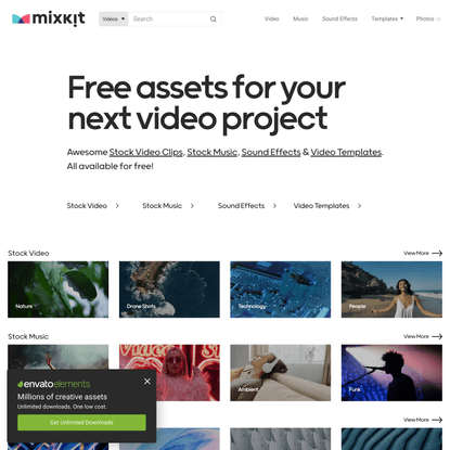 Mixkit - Awesome free assets for your next video project