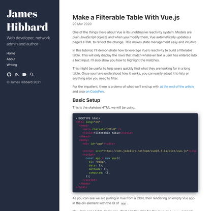 Make a Filterable Table With Vue.js