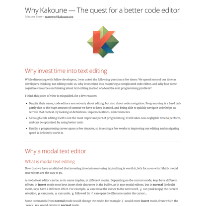 Why Kakoune — The quest for a better code editor