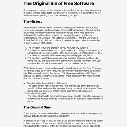 The Original Sin of Free Software