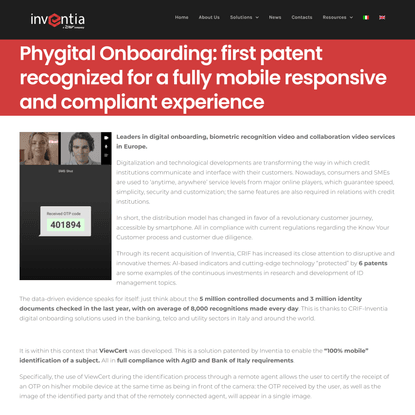 Phygital Onboarding: first patent recognized for a fully mobile responsive and compliant experience | Inventia ID