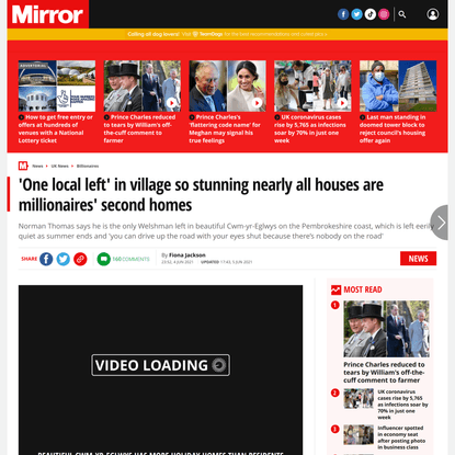 ‘One local left’ in village where nearly all houses are millionaire’s 2nd homes