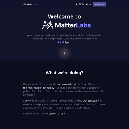 Matter Labs — an engineering team passionate about liberty, blockchain, and math. You might know us as humble creators of zk...