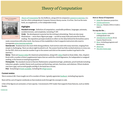 Free Theory of Computation text from Jim Hefferon