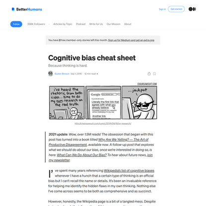 Cognitive bias cheat sheet