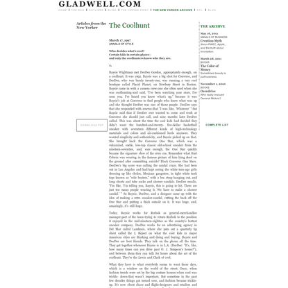 gladwell dot com - the coolhunt