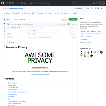 pluja/awesome-privacy