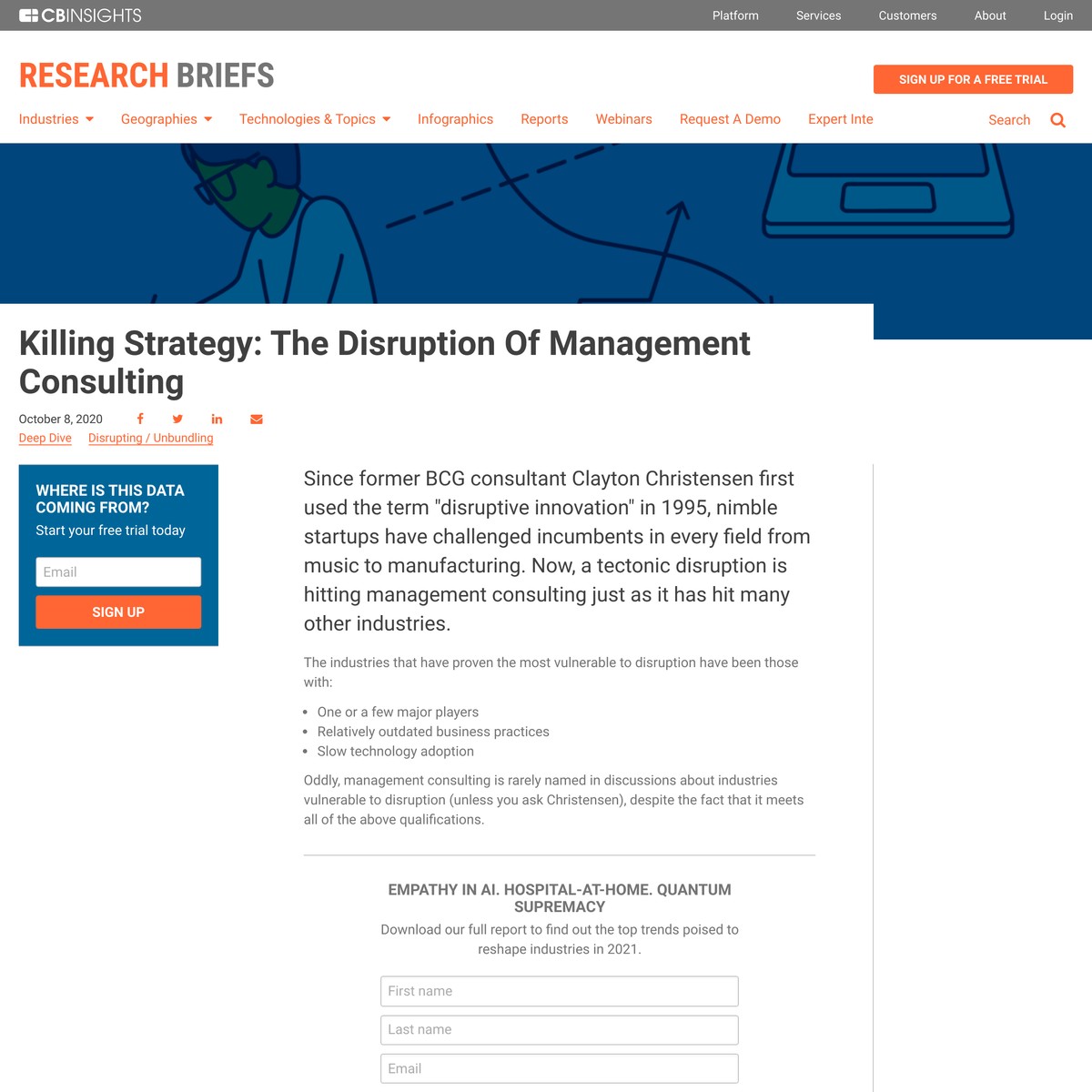 The Disruption Of Management Consulting L CB Insights Are na