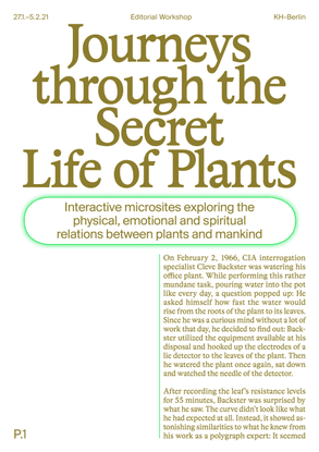 Assignment Secret Life of Plants 
