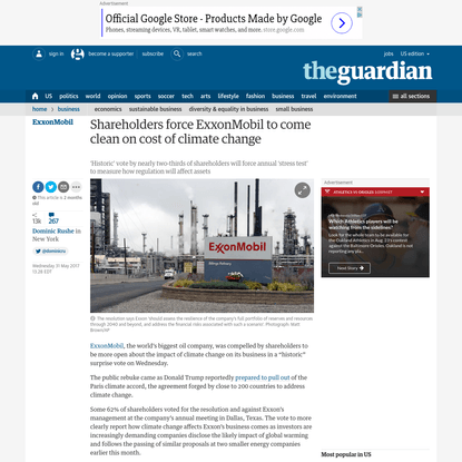 Shareholders force ExxonMobil to come clean on cost of climate change