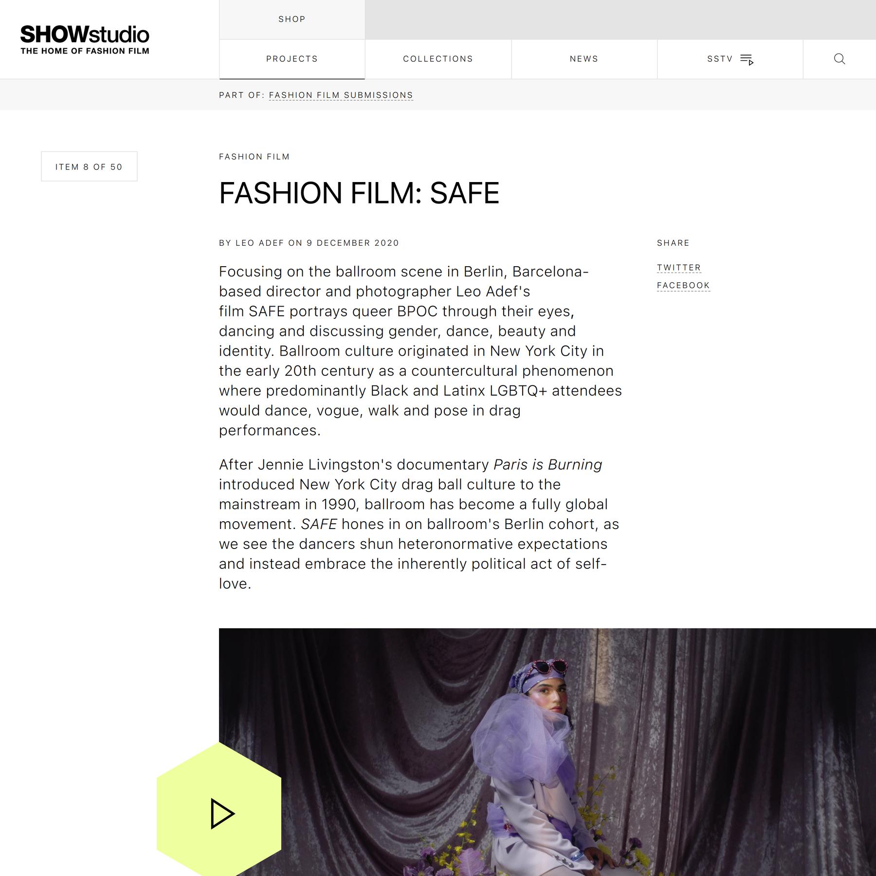Fashion Film: SAFE | SHOWstudio
