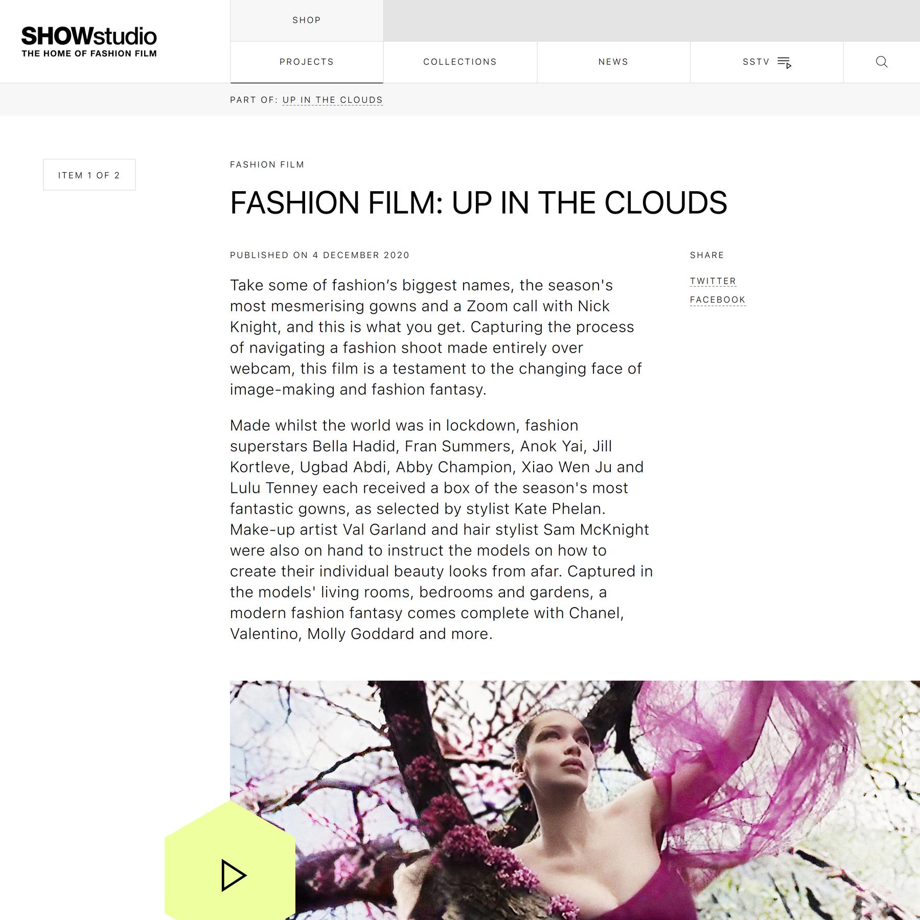 Fashion Film: Up In The Clouds | SHOWstudio
