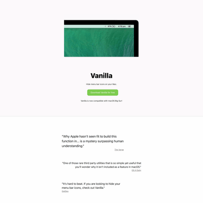 Vanilla - hide Mac menu bar icons for free
