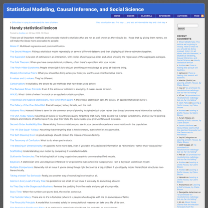 Handy statistical lexicon « Statistical Modeling, Causal Inference, and Social Science