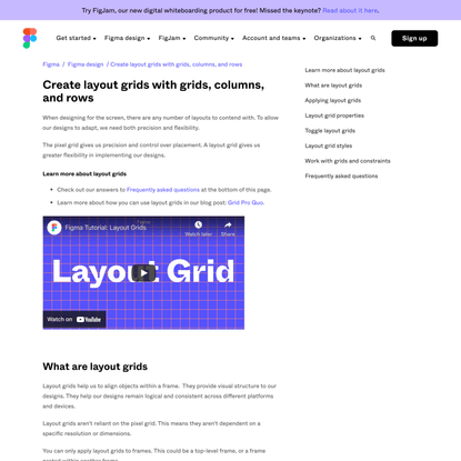 Create layout grids with grids, columns, and rows