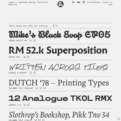 Lewis McGuffie’s Typeface Design Portfolio Website