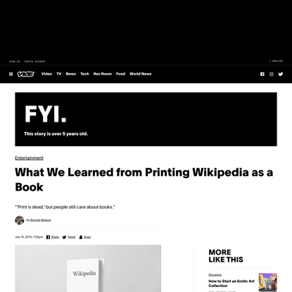 What We Learned from Printing Wikipedia as a Book
