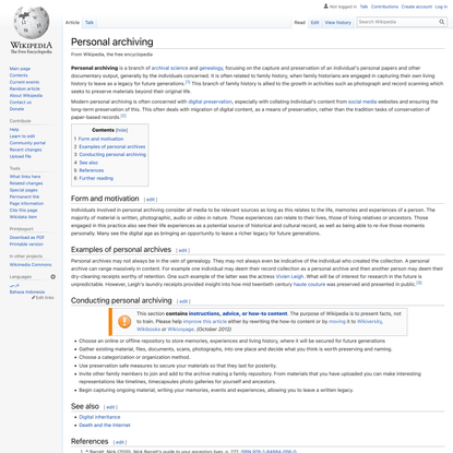 Personal archiving - Wikipedia