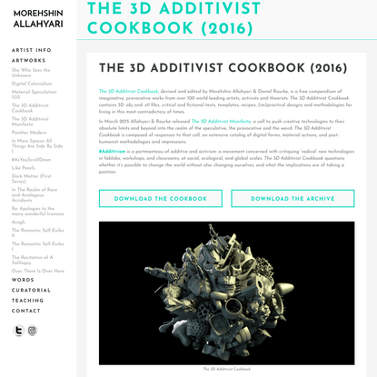 The 3D Additivist Cookbook (2016) - Morehshin Allahyari