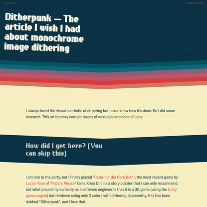 Ditherpunk — The article I wish I had about monochrome image dithering — surma.dev