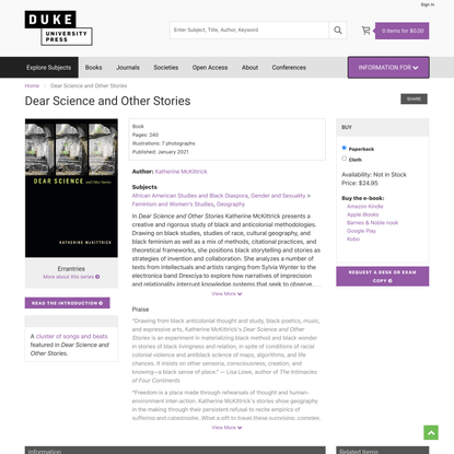 Duke University Press - Dear Science and Other Stories