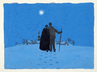 The Evening Star: A Couple Walking in a Moonlit Winter