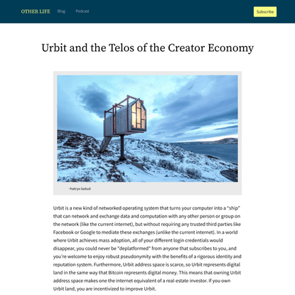 Urbit and the Telos of the Creator Economy