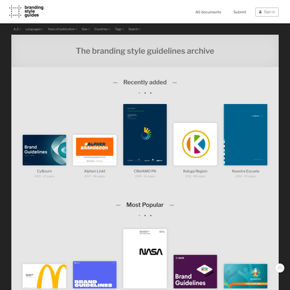 The branding style guidelines documents archive