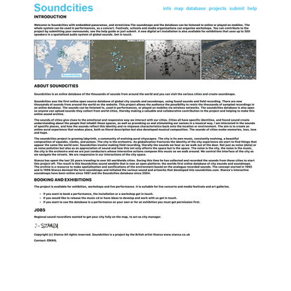 Soundcities by Stanza. The Global soundmaps project. An online open source database of city sounds field recording and sound...