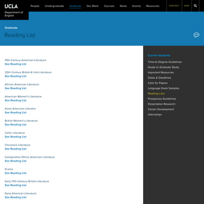 Graduate – Current – Reading Lists – Department of English UCLA