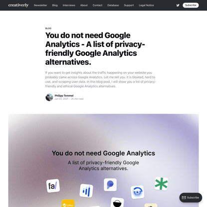 A list of privacy-friendly Google Analytics alternatives.