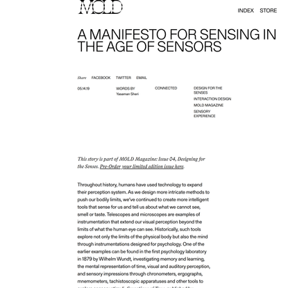 A Manifesto for Sensing in the Age of Sensors - MOLD :: Designing the Future of Food