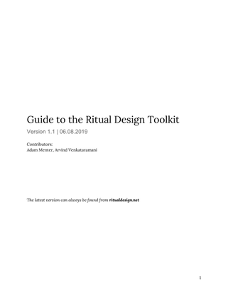 Guide to the Ritual Design Toolkit