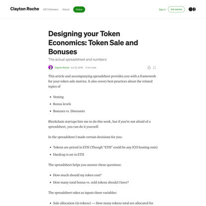 Designing your Token Economics: Token Sale and Bonuses