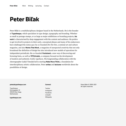 Peter Biľak - Design, Writing, Publishing